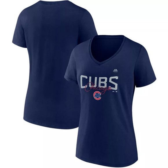 MLB Chicago Cubs Women's Short Sleeve V-Neck Core T-Shirt S - Picture 1 of 4